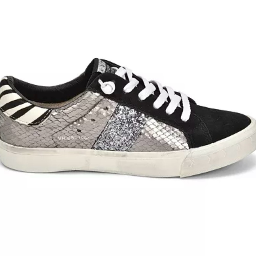Authentic Trendy Vintage Havana Black Zebra Calf Hair Leather Low Top Size 10